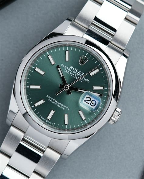 Rolex datejust 36 mint green